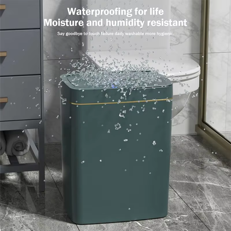 Automatic bagging electronic trash can smart bathroom trash can white smart home 15L non-contact narrow smart sensor trash can