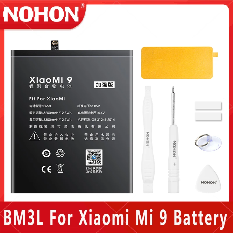 NOHON BM3L Battery For Xiaomi Mi 9 Mi9 High Capacity 4000mAh Replacement Lithium Polymer Mobile Phone BM 3L  Bateria+Free Tools