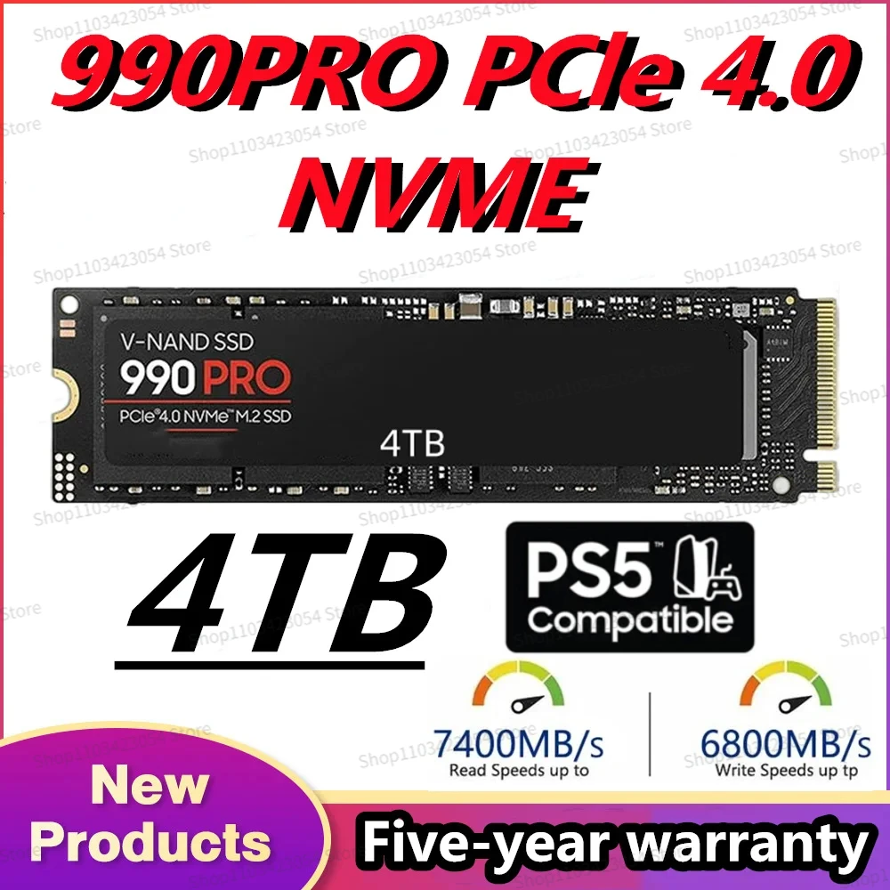 

Original 990 980 PRO 2TB 1TB M.2 SSD PCIe4.0 NVMe Gaming Internal Solid State Hard Drive Up to 7450MB/s For PS5 Desktop Laptop