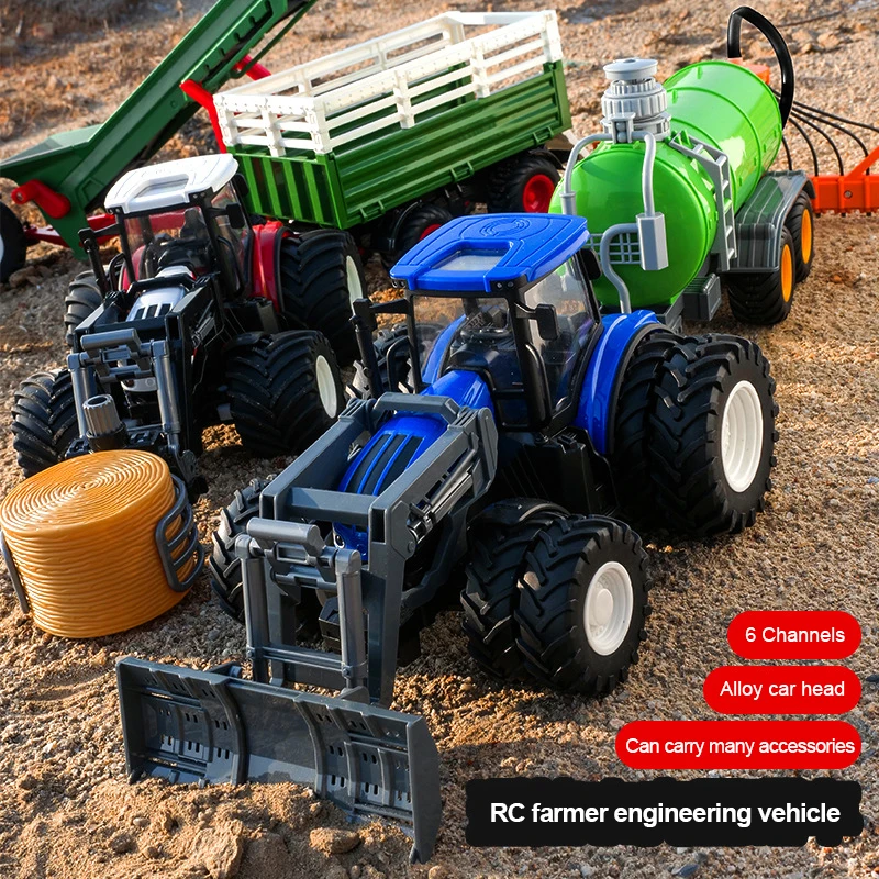 RC car toys RC Farm Tractor Trailer 1/24 2.4G Remote Control Engineering Construction Truck Farming Machine children boys gift 2