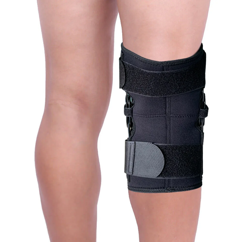 Hinged Knee Brace For Meniscus Tear Adjustable Support With Removable Metal Hinges Built-in Side Stabilizers Knee Pain knee brace
