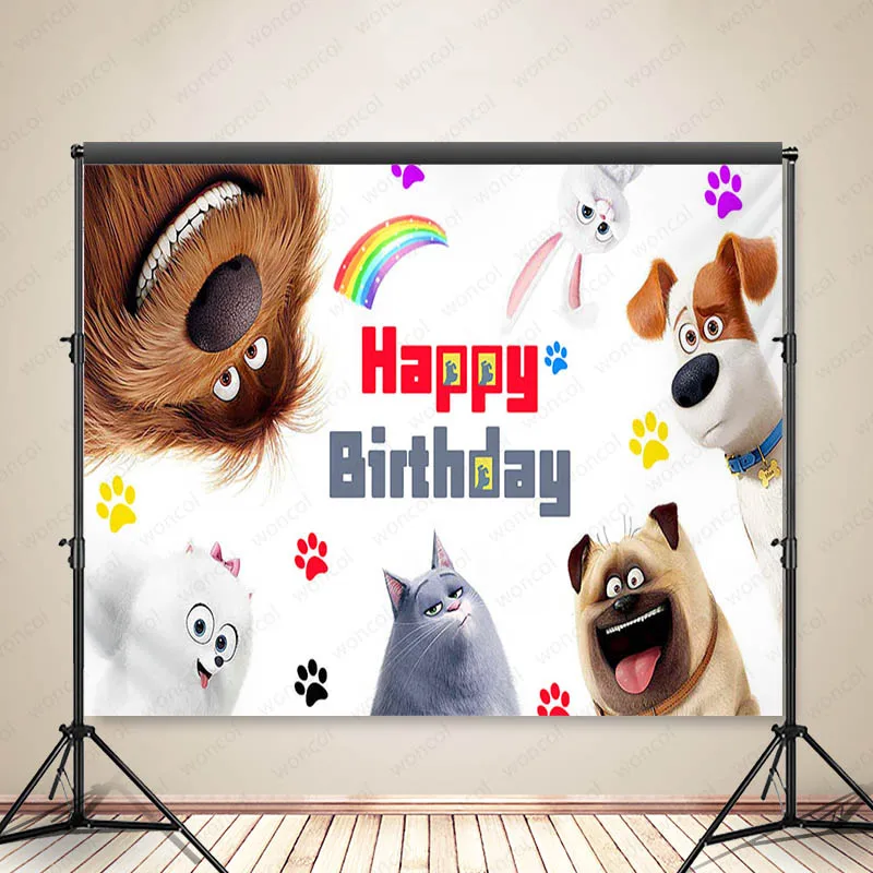 Photo Backdrop Woncol The Secret Life Of Pets Happy Birthday Photography Backdrop Party Decor Banner Photo Booth Props