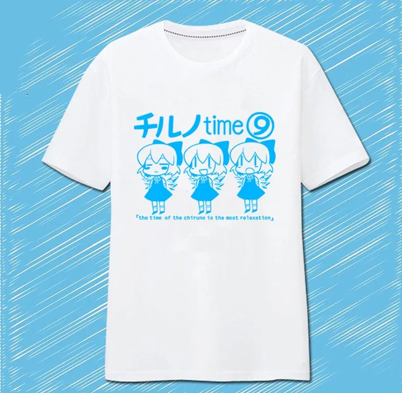 

Футболка для косплея JP манга Touhou Project Cirno с принтом, 100% хлопок, футболка с коротким рукавом для мужчин и женщин