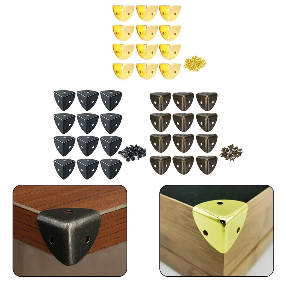 Antique Iron Bronze Corner 12PCS Wooden Box Edge Corner Screws Safety Protector Edge Protection Furniture Hardware Angled Furniture Hardware Furniture Corner Protector Decorative Corner Cover Metal Decorative Protectors