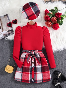 Girls Plaid Skirt Set 1