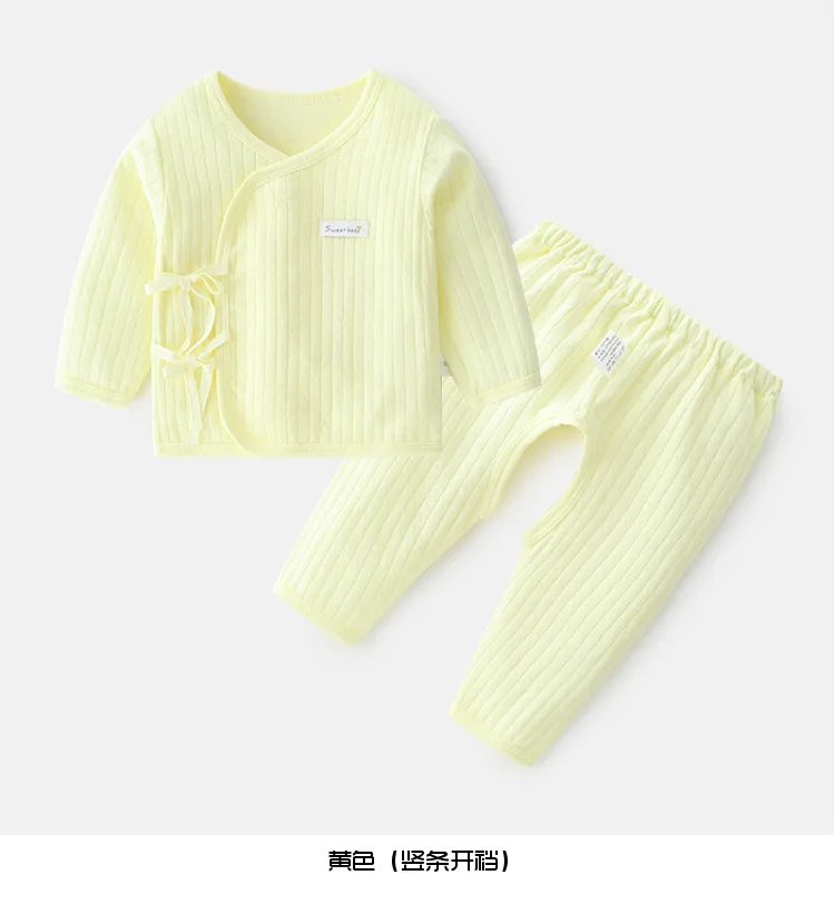 2Piece Spring Newborn Clothes 0 3 Months Underwear Solid Cute Cotton Tops+Pants Baby Costume Infant Girl Boy Clothing Set BC2254