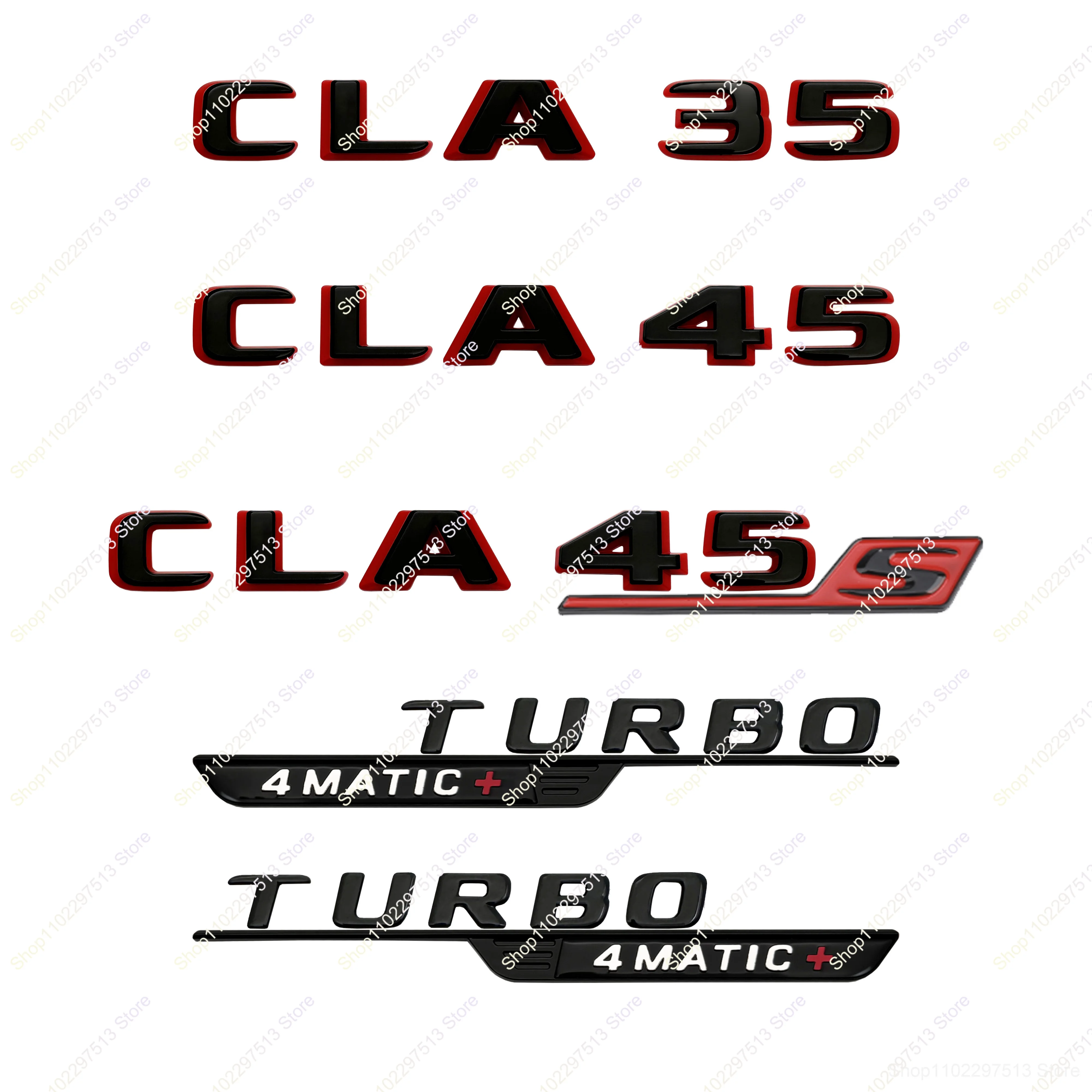 2024 신형 레터스 넘버스 CLA35 CLA45 CLA45s 터보 4매틱+ 엠블럼 (C118 W117 차량 펜더 트렁크 리어 스티커용)