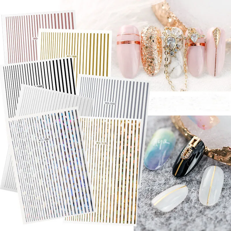 1sheet Nail Sticker Laser Strips Stickers Nail Art Decoration Self-Adhesive Decals Sticker Nail Accessories Nail Parts Suppliers