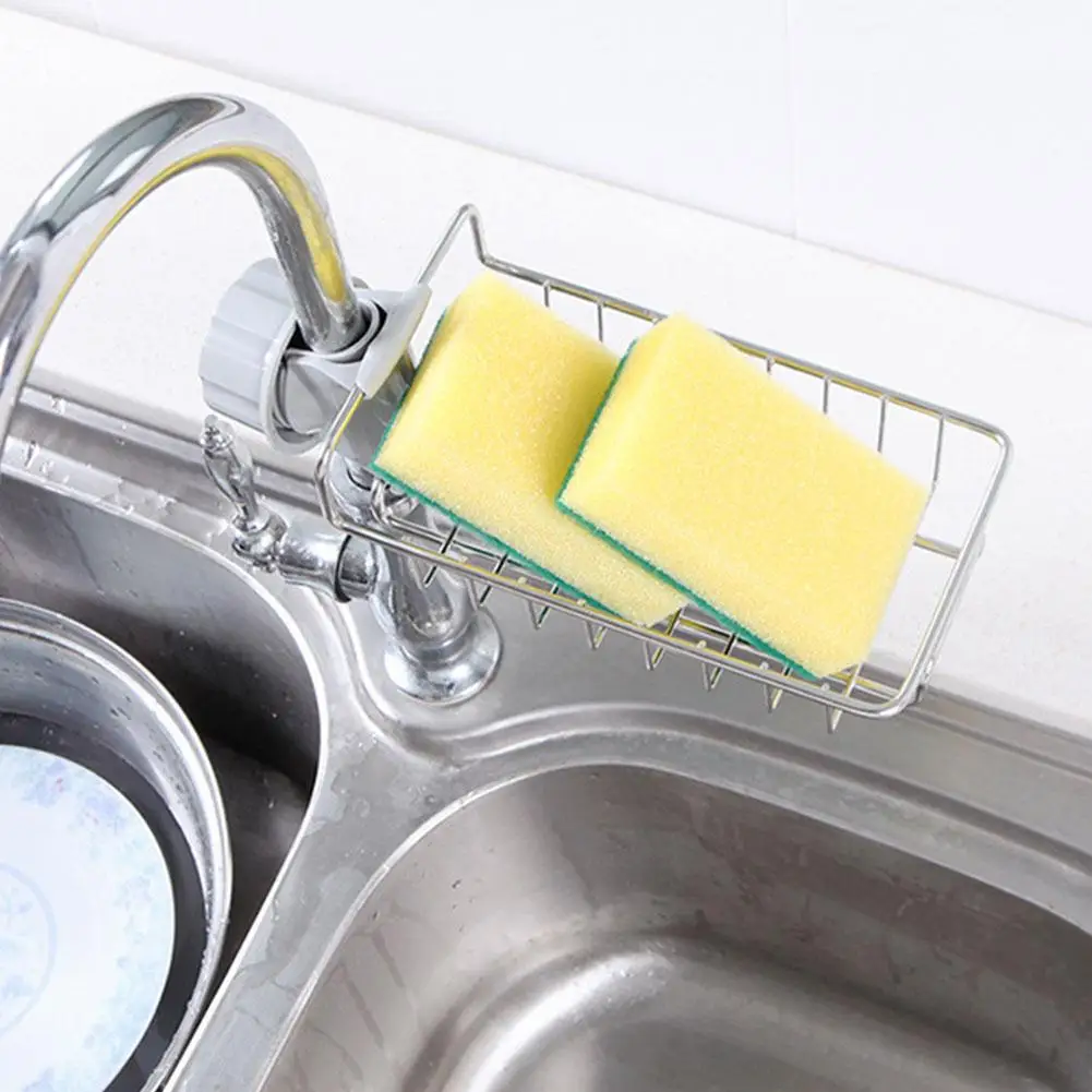 Steel Sink Drain Rack – Sponge & Soap Storage Holder for Faucet | Kitchen Organizer Shelf 8 Sf1c49e8796ea46dcb0db1c5b1eeffab3T