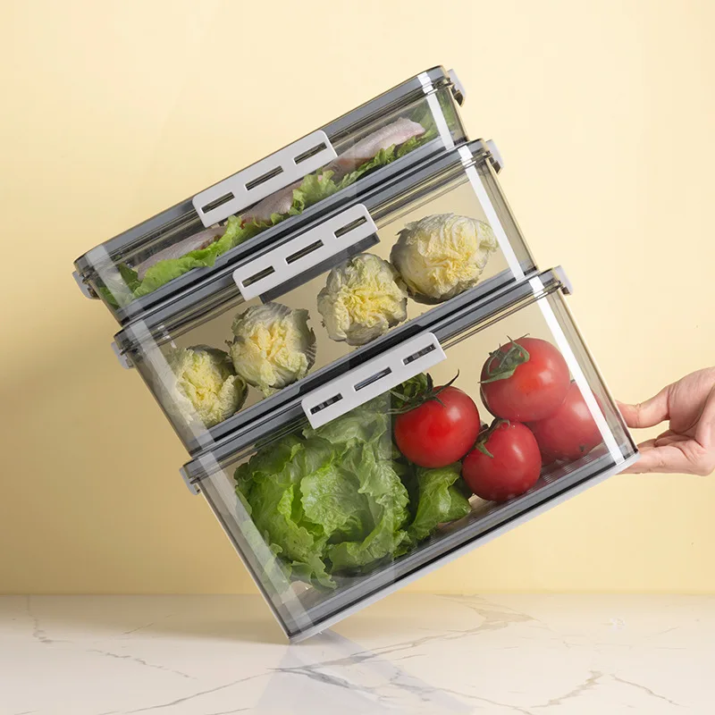 Food Storage Containers Fridge Produce Saver Stackable Organizer Keeper  with Lids and Drain Tray for Veggie, Berry and Fruits - AliExpress