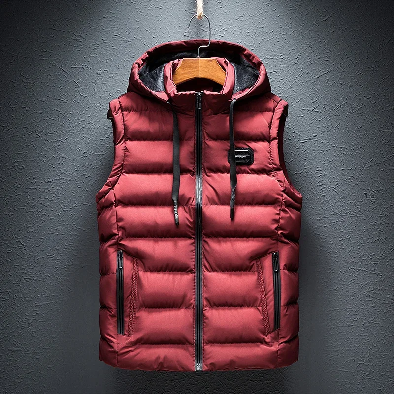 2024 New Hooded Casual Vest Jacket for Men Autumn Winter Warm Sleeveless Fashion Comfortabel Zipper Waistcoat Plus Size M-6XL 5