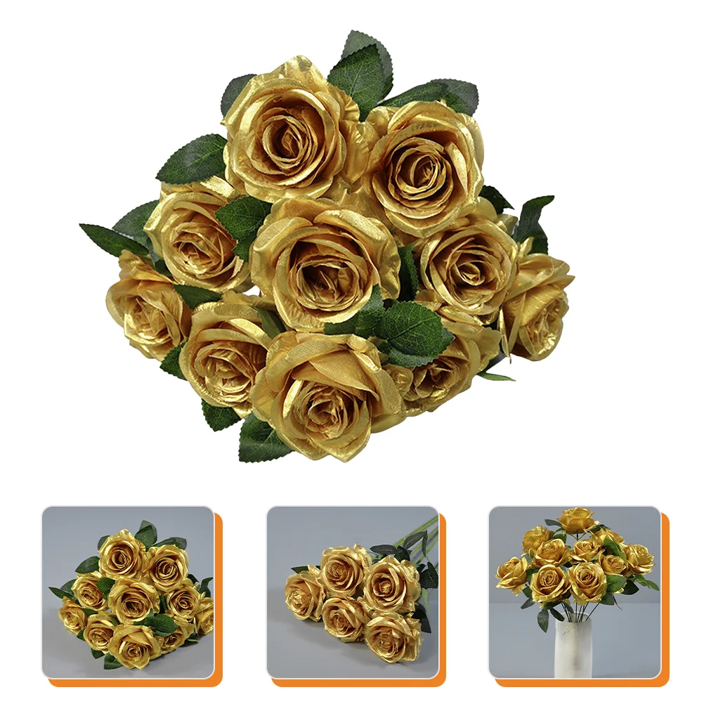 

Rose Gold Flower Artificial Roses with Stems Hanging Plants Indoors Bouquet Vase for Flowers