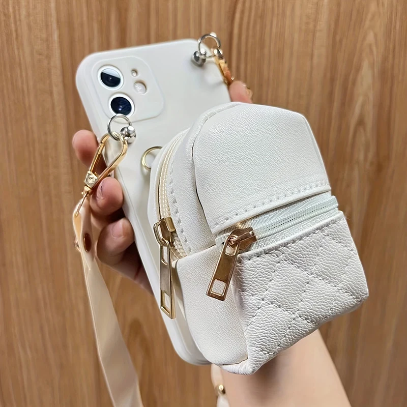 

Роскошный кожаный чехол-кошелек через плечо для iPhone 14 iPhone 13 Pro Max, с регулируемым ремешком