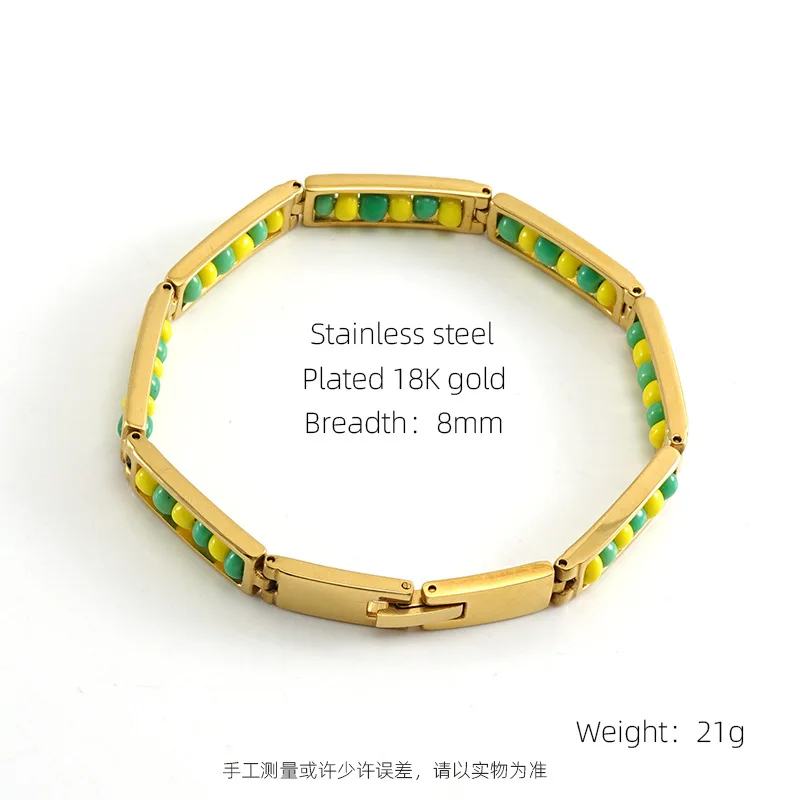 Titanium Steel Beaded Hand Bracelet Waterproof Bracelet Stainless Steel Jewelry Woman Bijoux beaded bracelet stainless steel bracelet