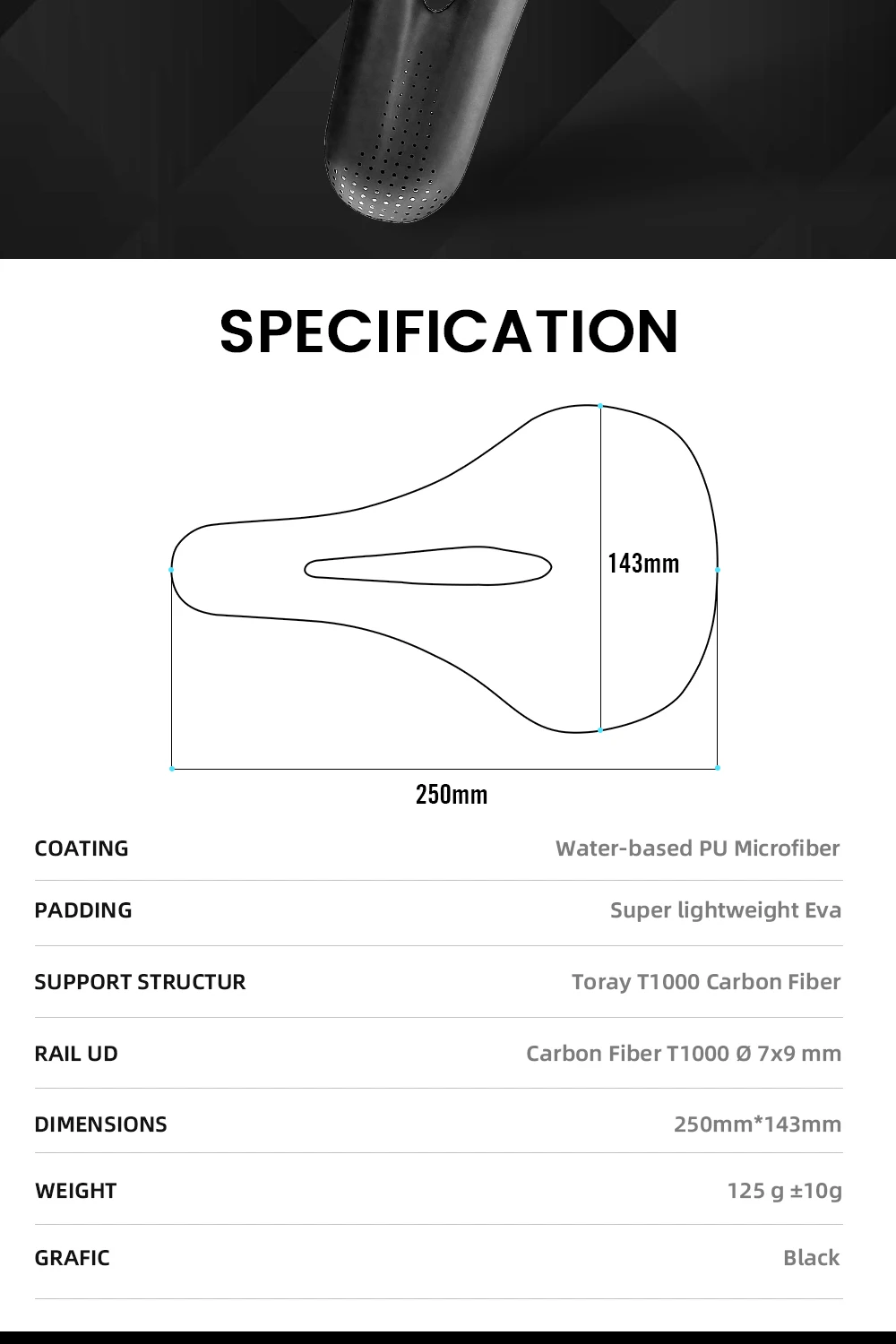 Ryet 3d bedruckte bike carbon sattel 140mm 143mm super leichte straße mtb racing sättel fahrrad sitzkissen fahrrad sitzteile – Detail 10