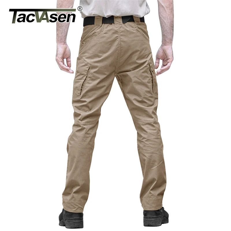 TACVASEN 지퍼 포켓 바지 사파리 의류 남성용 야외 카고 바지 하이킹 전투 바지 Ripstops 작업 바지 필드 남성