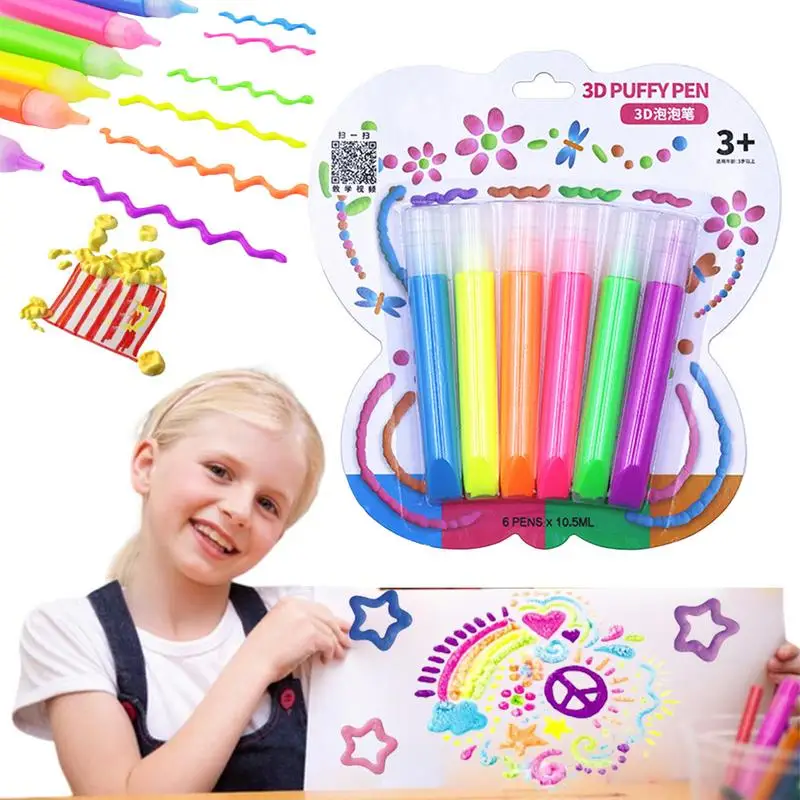 

Волшебные цветные ручки, печать, пузырьковая ручка, 6 шт., волшебные ручки для девочек, самодельные ручки для рисования пузырьками, безопасная 3d-ручка, пузырьковая ручка для детей