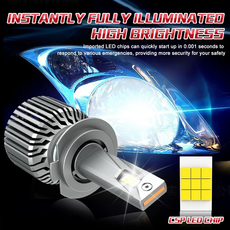 H11 LED 전구 캔버스 무오류 6200W 6700000LM H7 H4 H8 H9 9005 HB3 9006 HB4 9012 HIR2 18PCS CSP 터보 팬 1:1 사이즈 자동차 램프