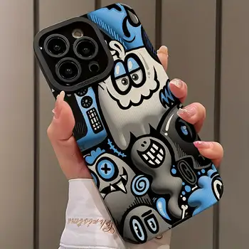 Creative Cartoon Graffiti Pattern Phone Case Protective Cover Compatible with IPhone IPhone 16 Pro Max 15 Pro 14Plus 13 12 11 2