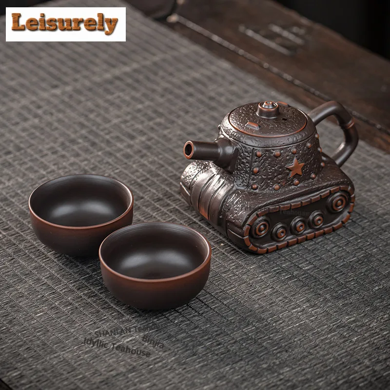 Creative Purple Pottery Teapot Vintage Tea Infuser Pot Tea Soaking Kettle With Strainer Dahongpao Tea Items Accessories Set