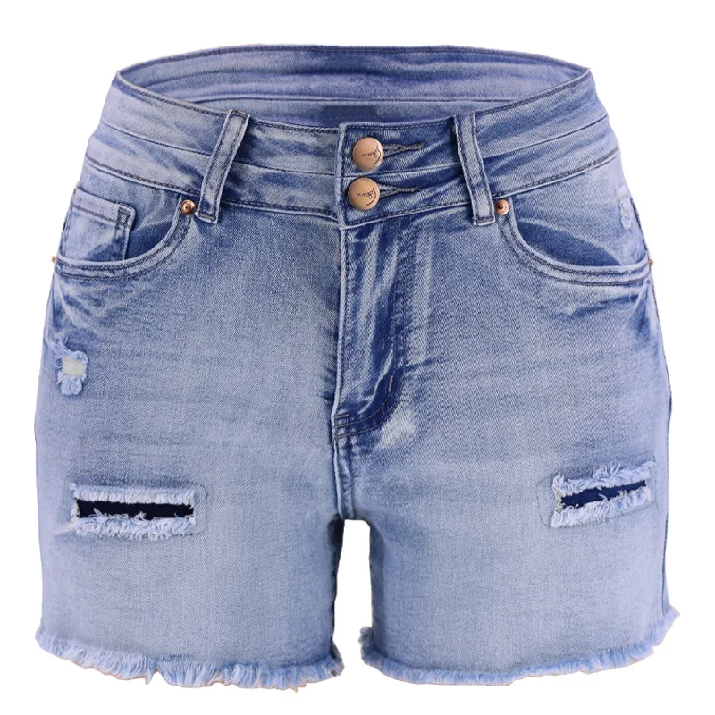 2023 Summer New High Waist Elastic Ripped Denim Shorts For Women Fashion  Skinny Tassel Sexy Shorts Jeans S 2XL Drop Shipping| | - AliExpress