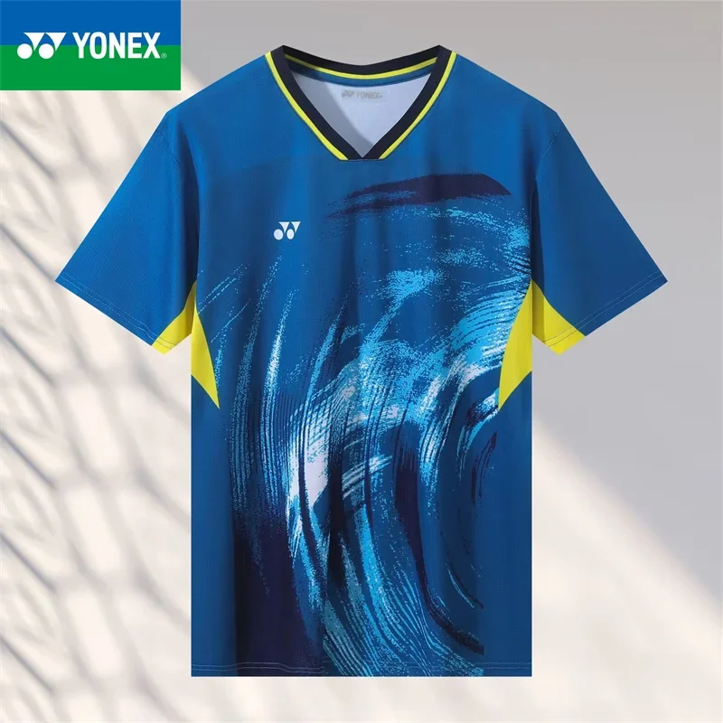 YONEX Quick Drying Breathable Men's and Women's Short Sleeved Badminton T-shirt Sports Training Top Competition Dress sports t shirt