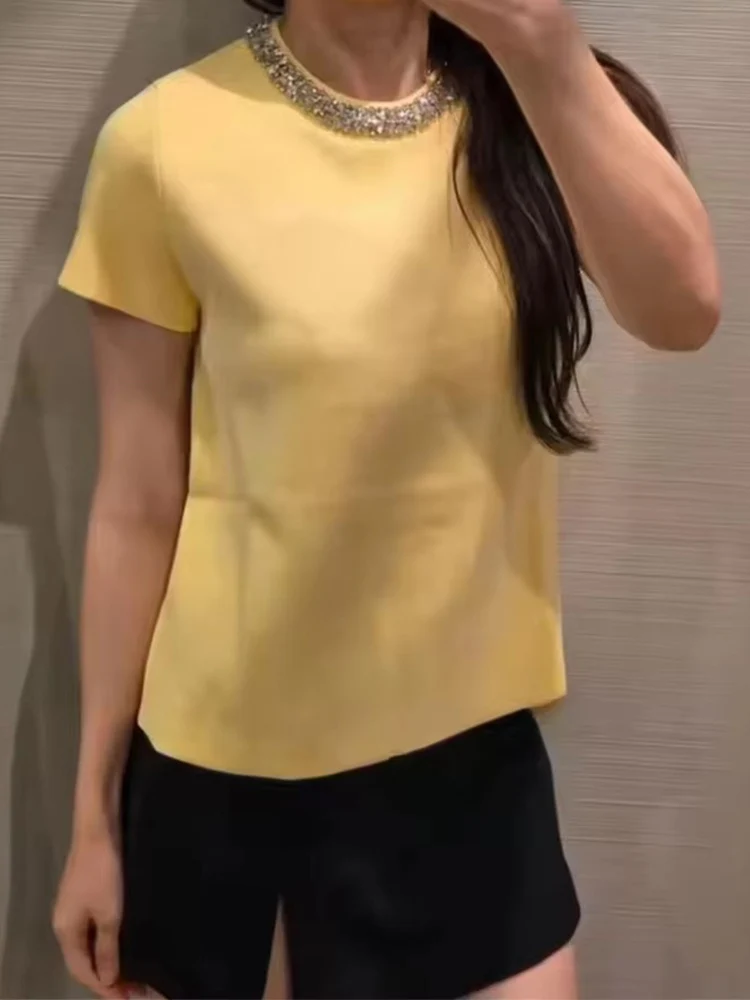 Wide Pleated Mini Skirts Two Pieces Sets For Women 2025 New Fashion Jewelry Knit Top Suits Elegant 2 Piece Set Woman Outfit