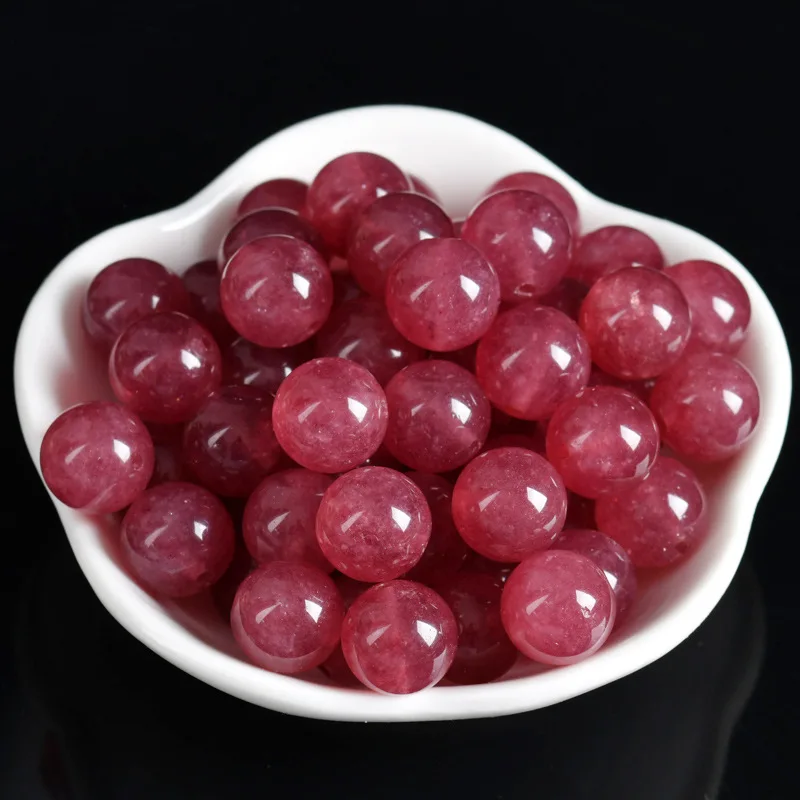 

Natural Strawberry Quartz Jade Beads For Jewelry Making Diy Necklace Earring Bracelet Charms Jades Stone Round Bead Accessories