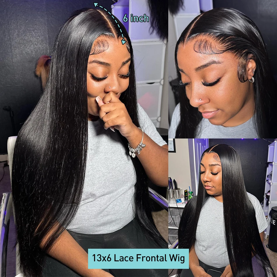 30 40 Inch Bone Straight Transparent 13x6 Lace Frontal Human Hair Wigs 250 Density Brazilian Remy 13x4 Lace Front Wig For Women