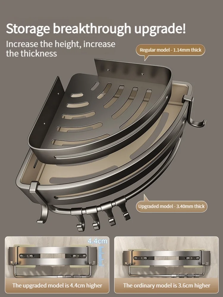 No-Drill Bathroom Storage Shelf Shampoo Makeup Storage Holder Kitchen Organizer Wall Mounted Bathroom Accessories bathroom storage shelf
