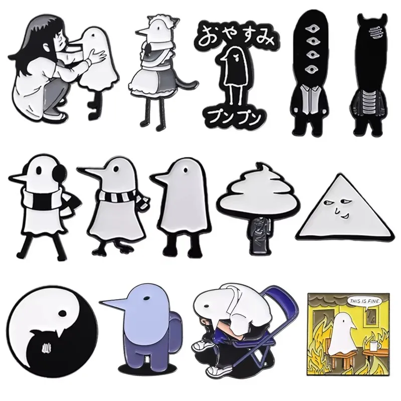 Japan Anime Goodnight Punpun Emaille Pins Cartoon Oyasumi Wolke Vogel Tier Großhandel Abzeichen Metall Brosche Schmuck Geschenk für Freunde