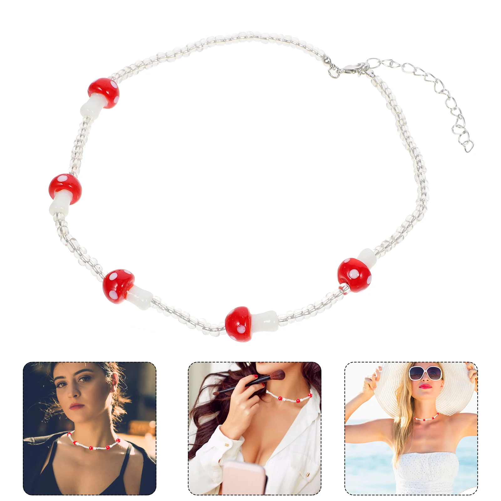 

1Pc Fashionable Necklace Delicate Mushroom Necklace Woman Collarbone Chain