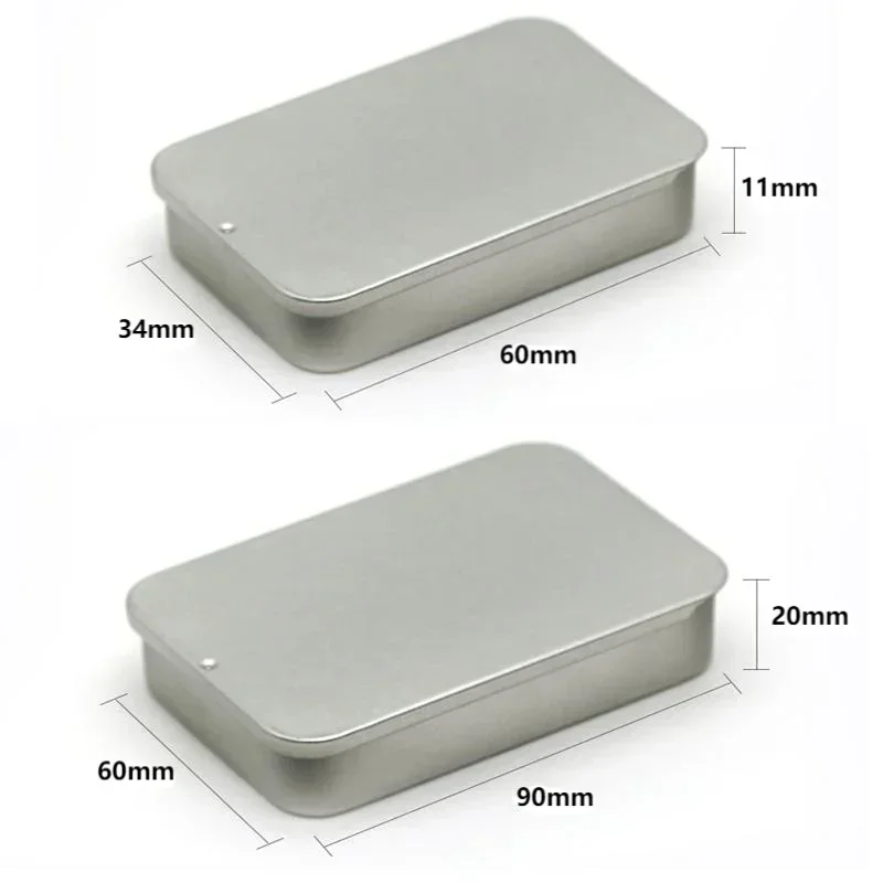 1pc Metal Rectangular Empty Tin Jar Tinplate Push Organizer Slide Cover Storage Box Candy Pill Jars Portable Mini Storage Box — view 6