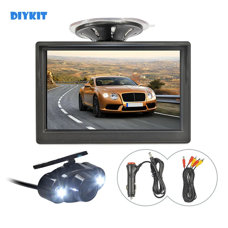 

DIYKIT 5inch TFT LCD Display Rear View Car Monitor LED Night Vision Car Camera Wire Parking Security System