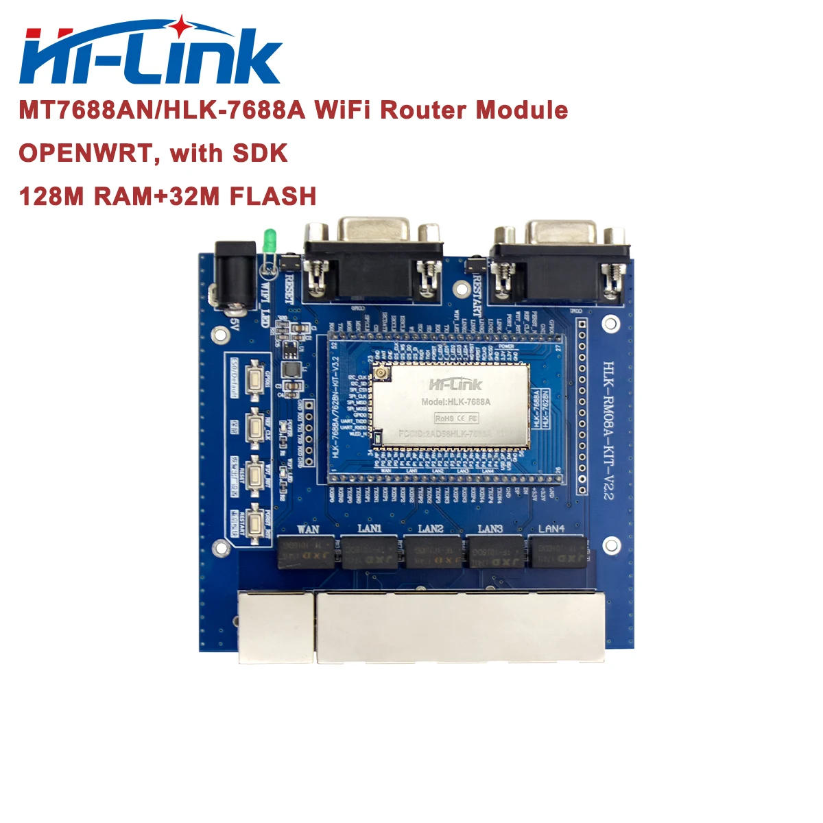 HiLink HLK-7688A MT7688AN Openwrt 150Mbps Wireless Router Module SDK Board with 128M RAM and 32M Flash 3