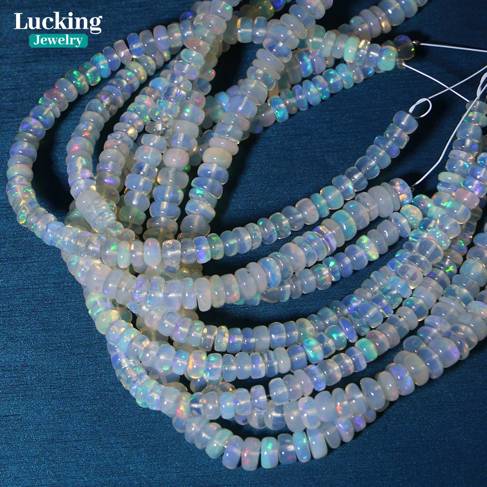 Top Natural Iridescent Australian Opal Rondelle Beads for DIY