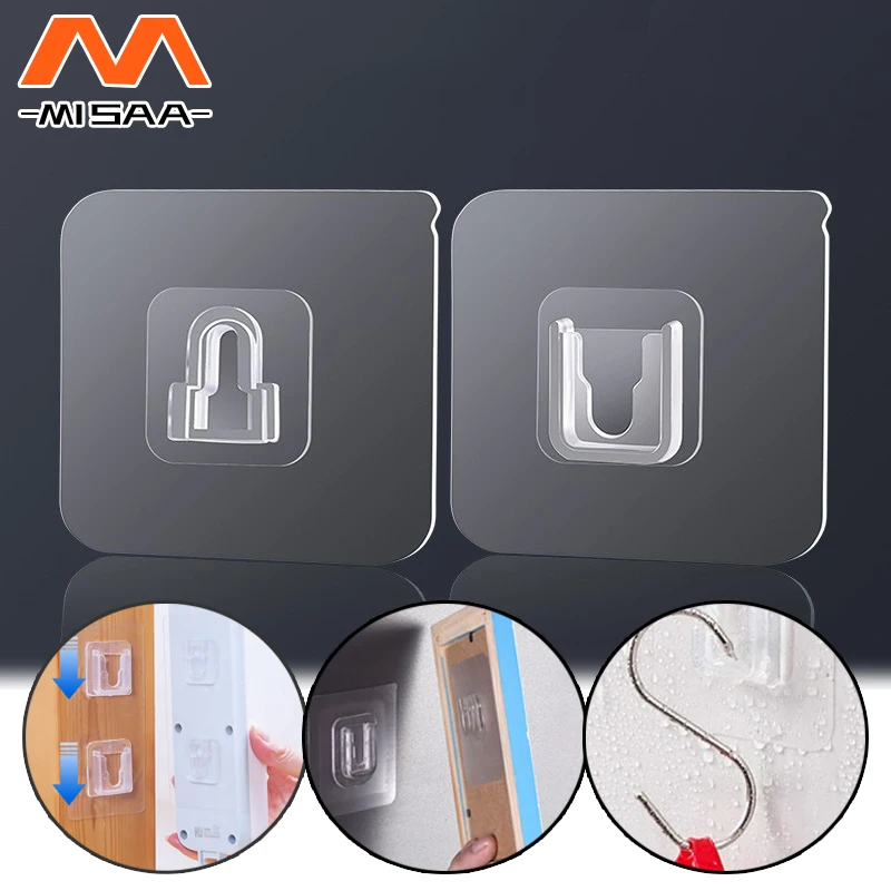 10 Pairs Strong Sticky Hung Double Sided Patch Hook Buckle Transparent  Adhesive Wall Hooks Cup Sucker