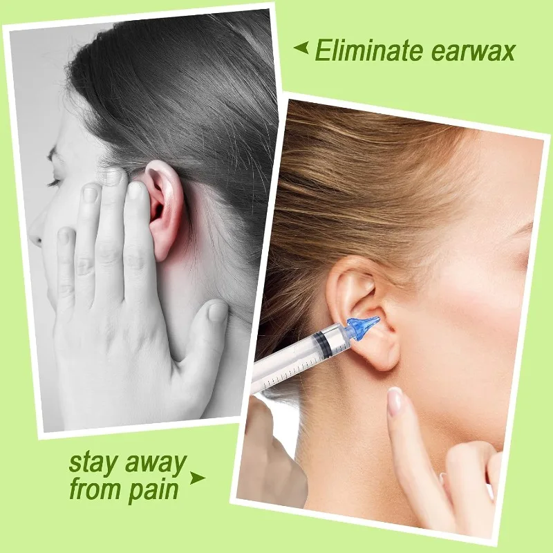 Ear Wax Remover Ear Wax Cleaner Ear Wax Picker Ear Scooper 2Pcs Children Adult Ear Wax Cleaner Remover Silicone Tip Syringe Ear Wax Flusher Tool Baby Syringe Cleaning Irrigation
