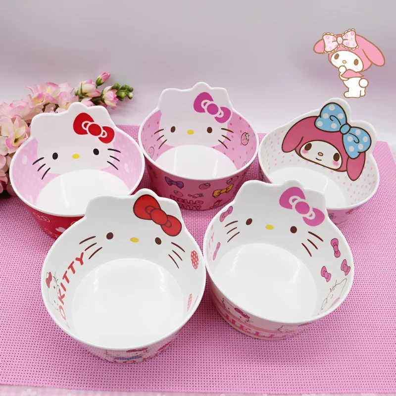 Sanrio Cartoon Snack Tray Kawaii Hello Kitty My Melody Fruit Saucer  Household Imitation Porcelain Plate Cute Children's Plate