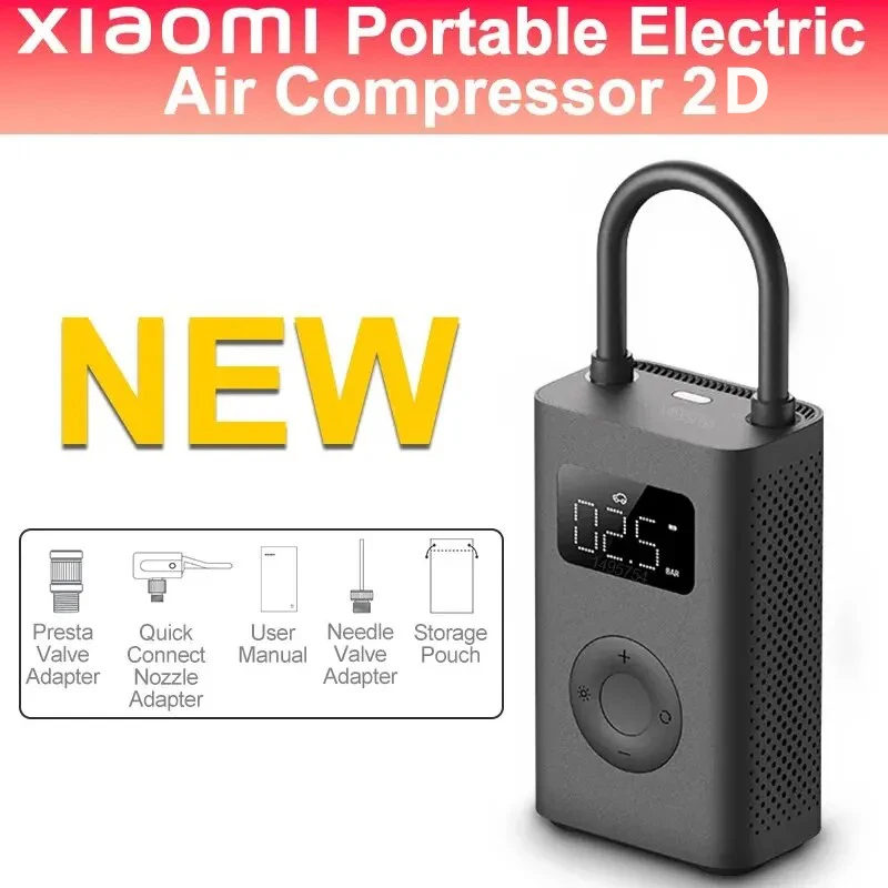 새로운 미지아 인플레이터블 트레저 에어 컴프레서 2D 2000mAh 휴대용 인플레이터 에어 펌프 2D 자전거 자동차 오토바이 공용 CN