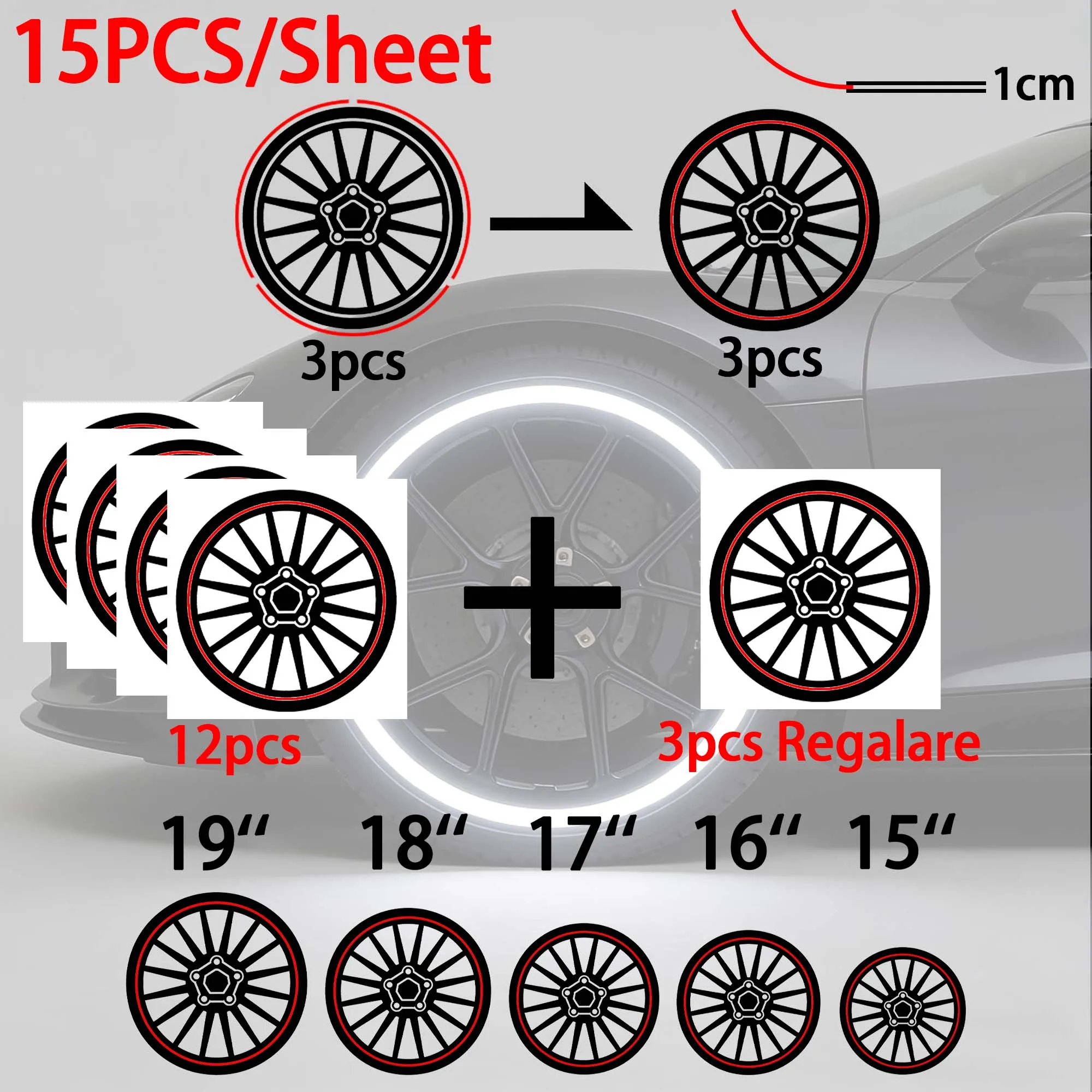Racing Stripe Wheel Sticker Set - Durable, Waterproof Vinyl Decals