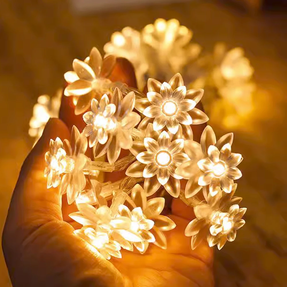 LED Lotus Flowers String Lights Garden Furniture and Terrace Christmas ...