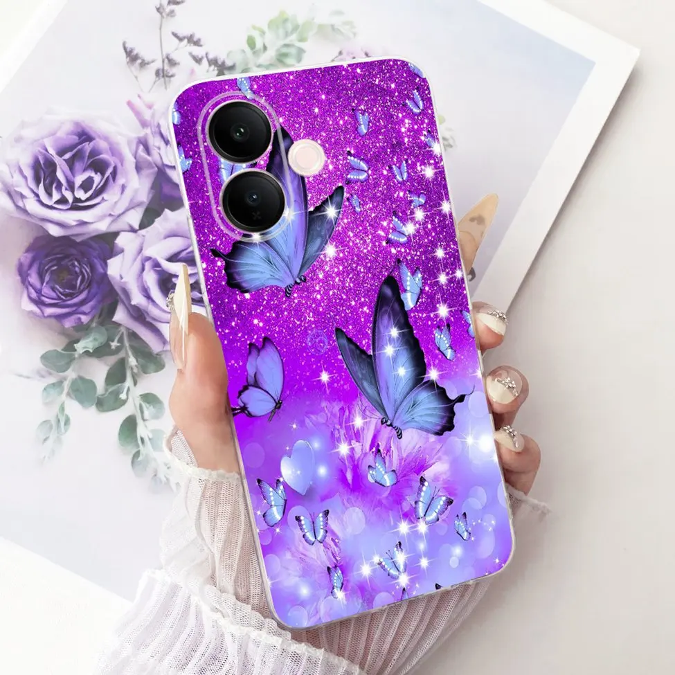 Clear Luxury Cute Cat & Butterfly Painted Case