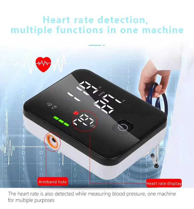 Voice High-definition Integrated Screen Upper Arm Electronic Sphygmomanometer Touch Portable Charging
