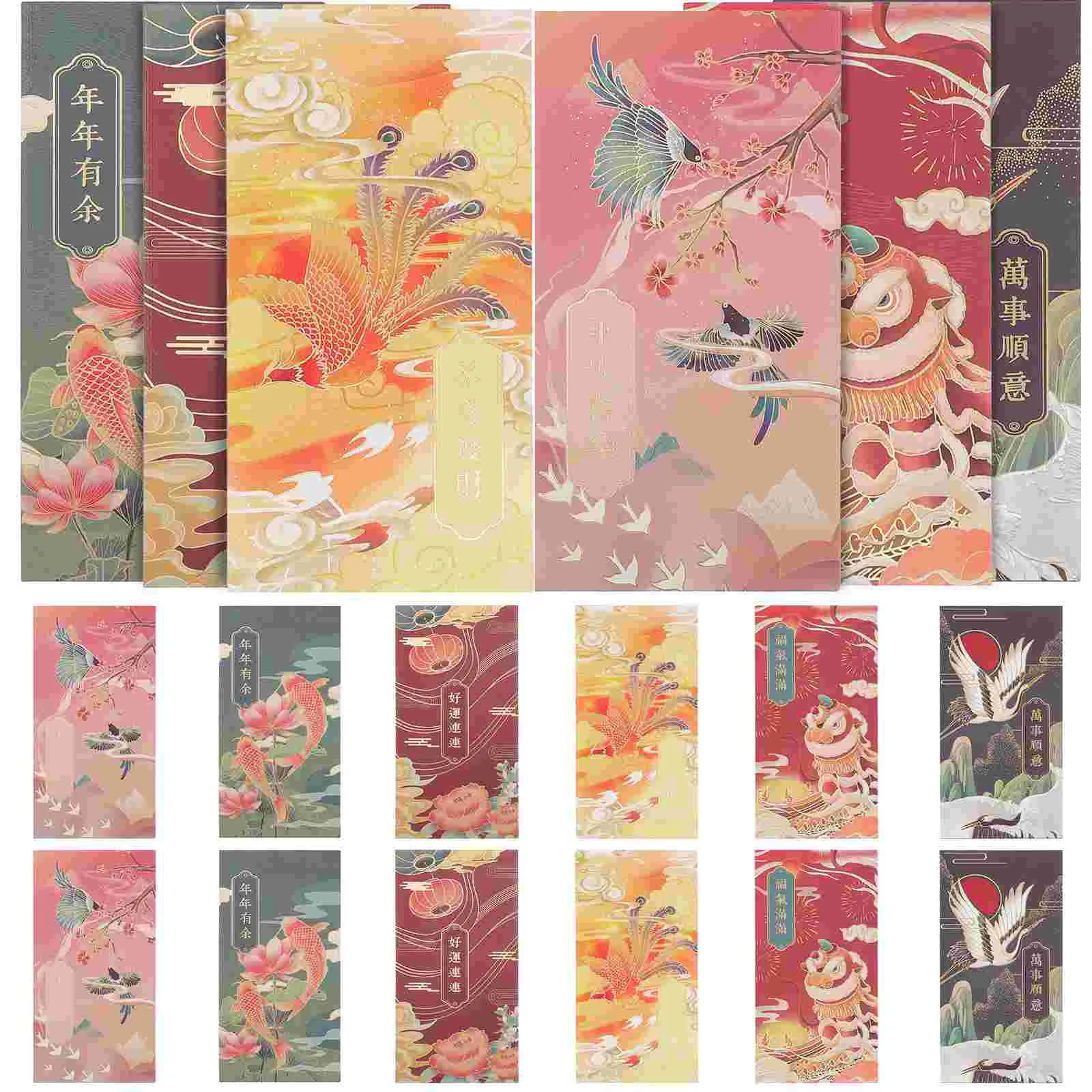 

24Pcs Creative Red Envelopes Chinese Traditional Pattern Red Envelopes Auspicious Red Envelopes
