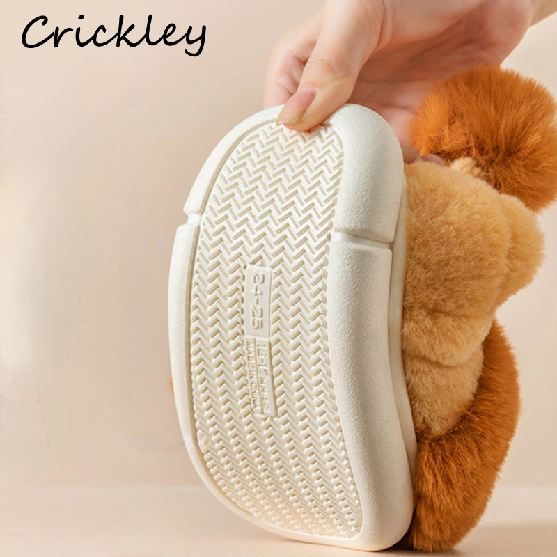 Cartoon Lion Children's Winter Shoes Cute 3D Animals Floor Slippers For Kids Flats Warm Plush Design Child Girls Boys Slippers 6