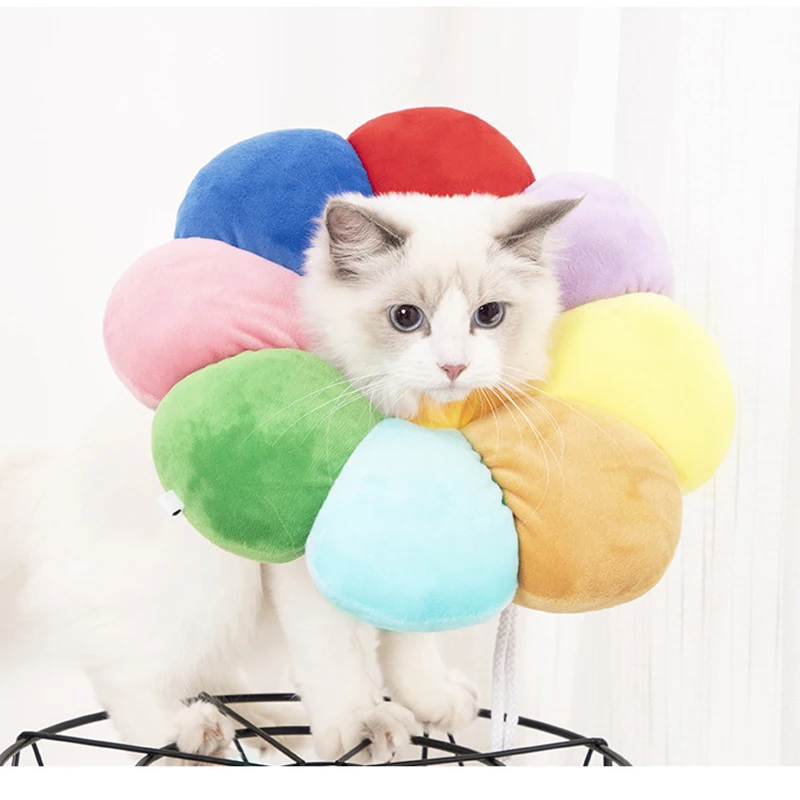 

Аксессуары для кошек, игрушка для кошек, мягкий полипропиленовый хлопковый Регулируемый Круглый Многофункциональный Безопасный ошейник для домашних животных с цветами