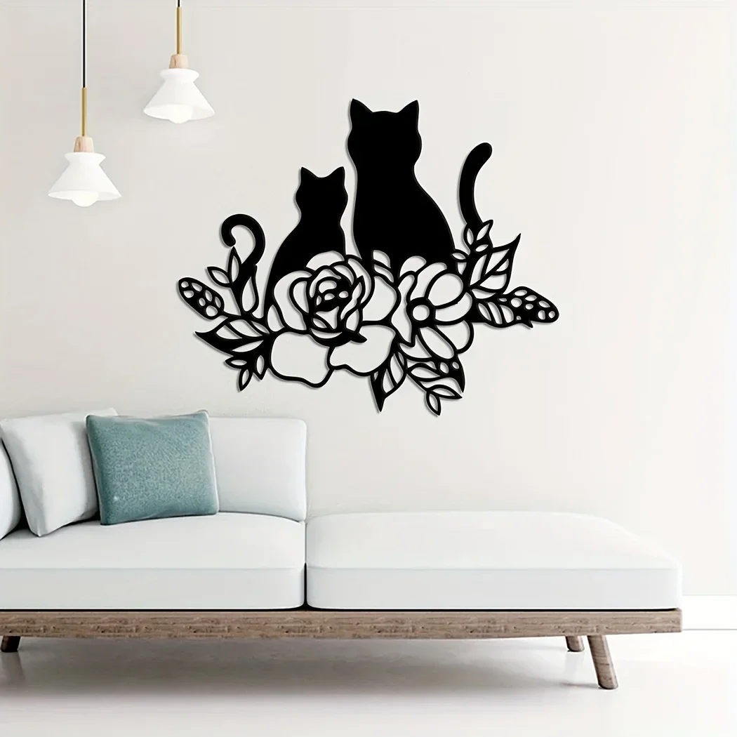 

1pc Metal Cat Lover Sign, Cat Lover Flower Wall Hanging Art, Metal Pet Lover Sign, Home Room Decor Sign, Metal Wall Mounted Art
