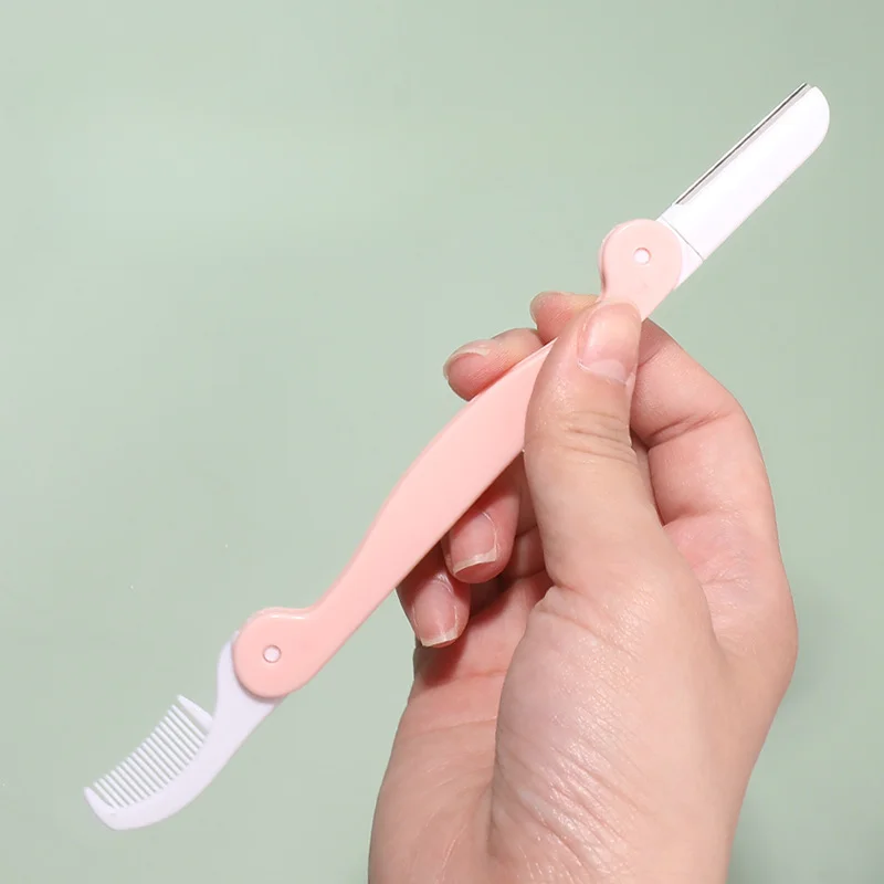 2Pcs Set Eyebrow Trimmers Double Headed Folding With Comb Stainless Steel Eyebrow Scrapers Beauty Tools