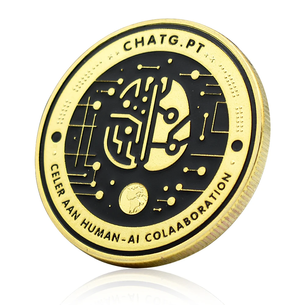 미국 채팅 로봇 시뮬레이션 인간 두뇌 인공 지능 챌린지 코인, AI GPT 기술, 금속 도금 예술 공예 선물 - AliExpress